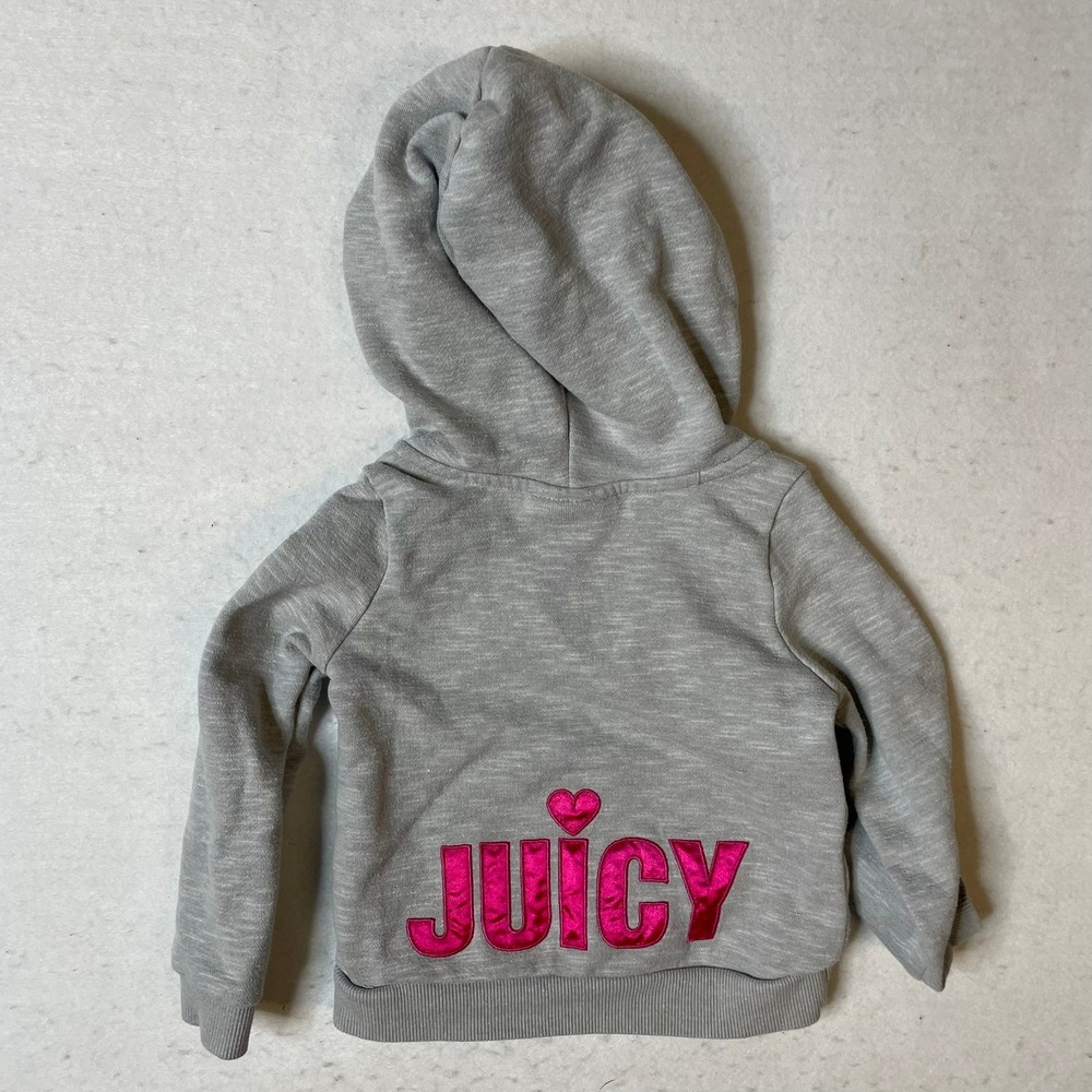 Juicy Couture‎ Gray Hoodie Size 24M Toddler Girl Heart Lace Up Pullover